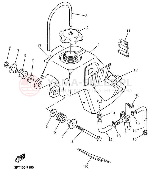 Schemat "zbiornik paliwa" do Yamaha PW50J1