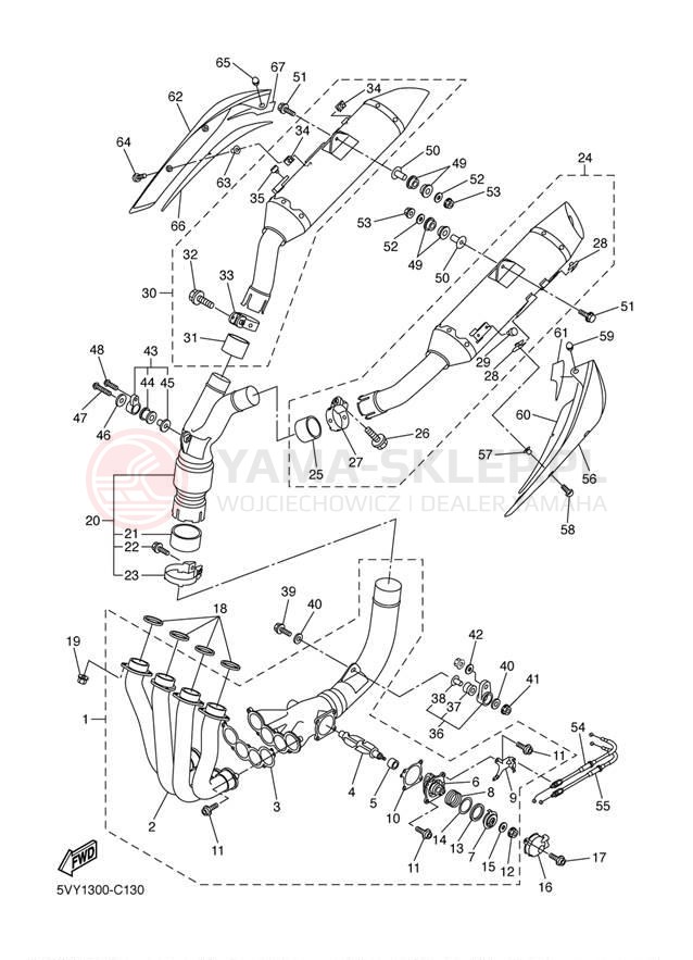 Schemat "Wydech końcowy" do Yamaha YZF-R1 YZFR1TC/YZFR1T