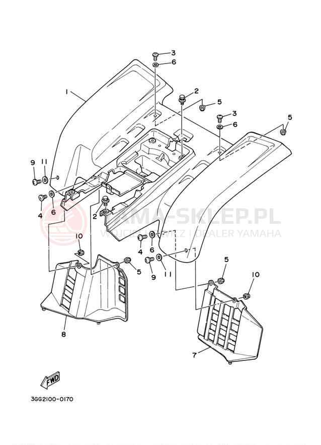 Schemat "Tylny błotnik" do Yamaha BANSHEE SE YFZ350SET