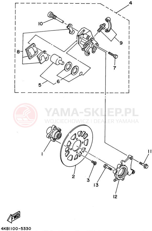 Schemat "Zacisk hamulcowy tylny" do Yamaha YFM35FXG