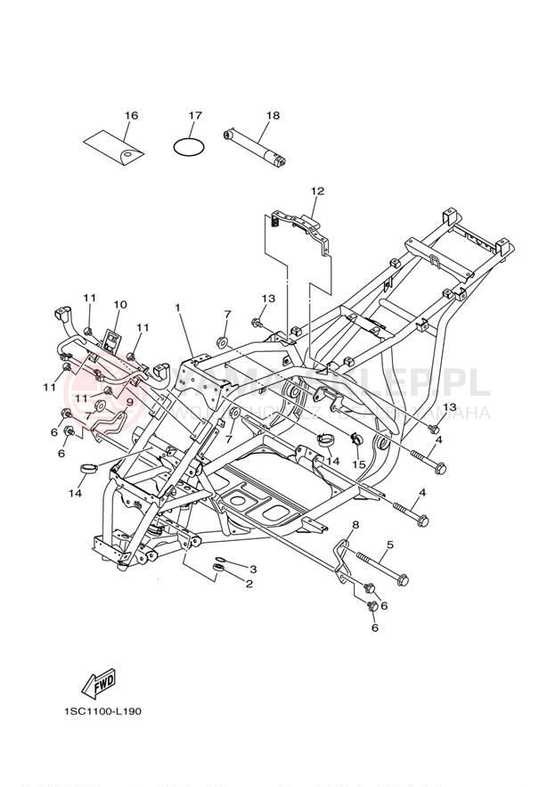 Schemat "rama" do Yamaha GRIZZLY 300 YFM30GBL/YFM30GBGR