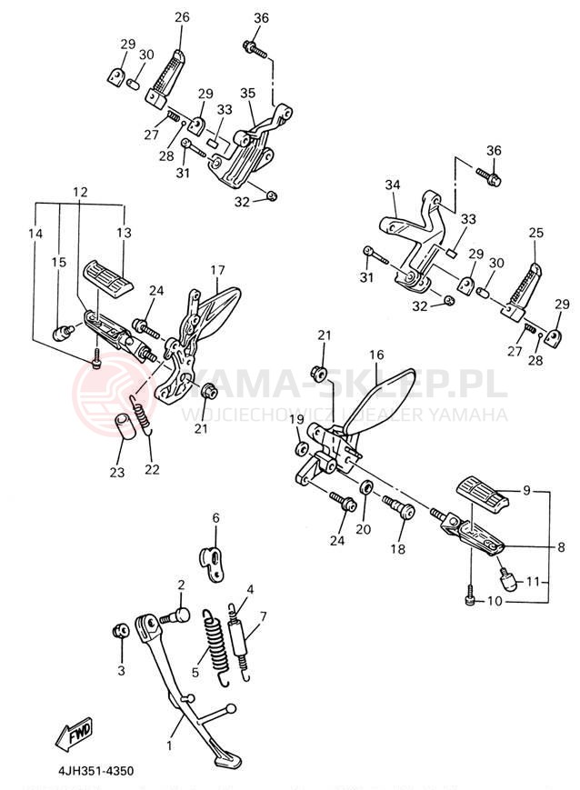 Schemat "Stopka postojowa i podnóżki" do Yamaha YZF600R YZF600RRC/YZF600RR