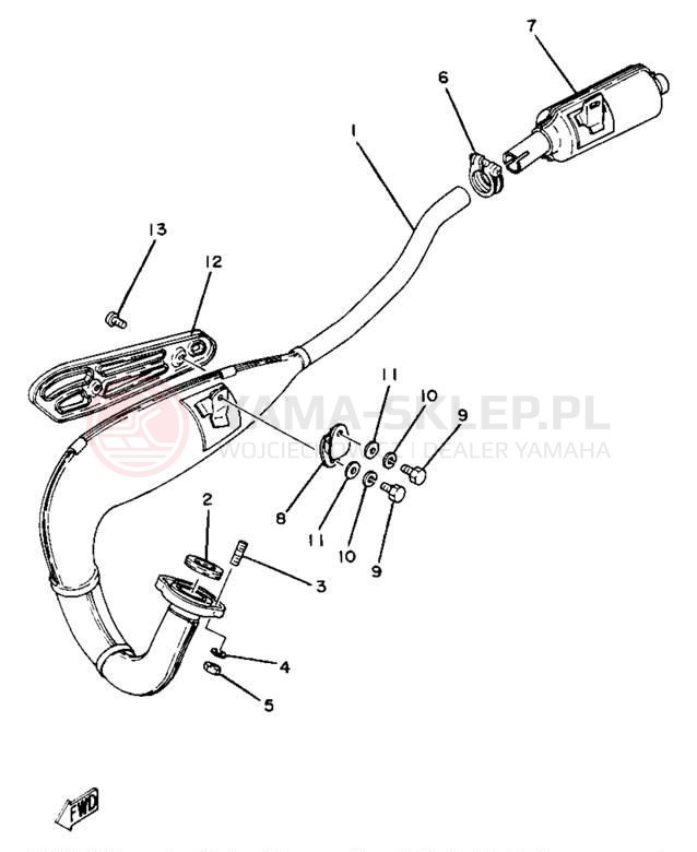 Schemat "Wydech końcowy" do Yamaha YZ80H