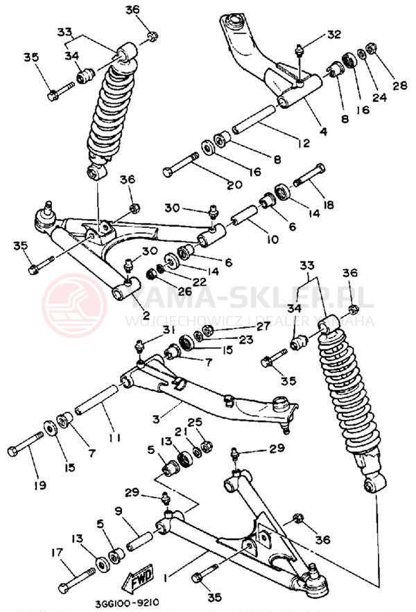 Schemat "Koło przód" do Yamaha BANSHEE YFZ350A