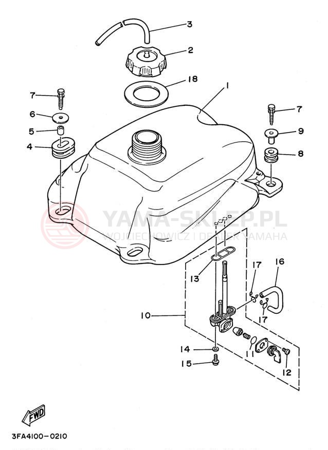 Schemat "zbiornik paliwa" do Yamaha BREEZE YFA1H