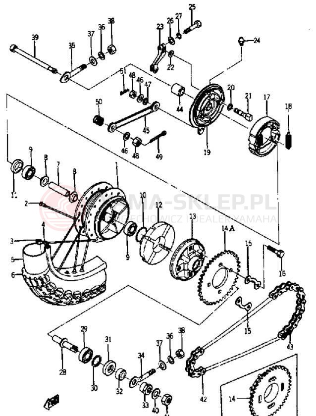 Schemat "Koło tył" do Yamaha YA6