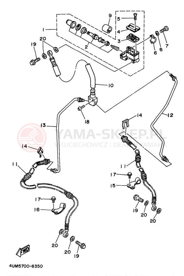 Schemat "Pompa hamulcowa przednia" do Yamaha BIG BEAR 2WD YFM350UK