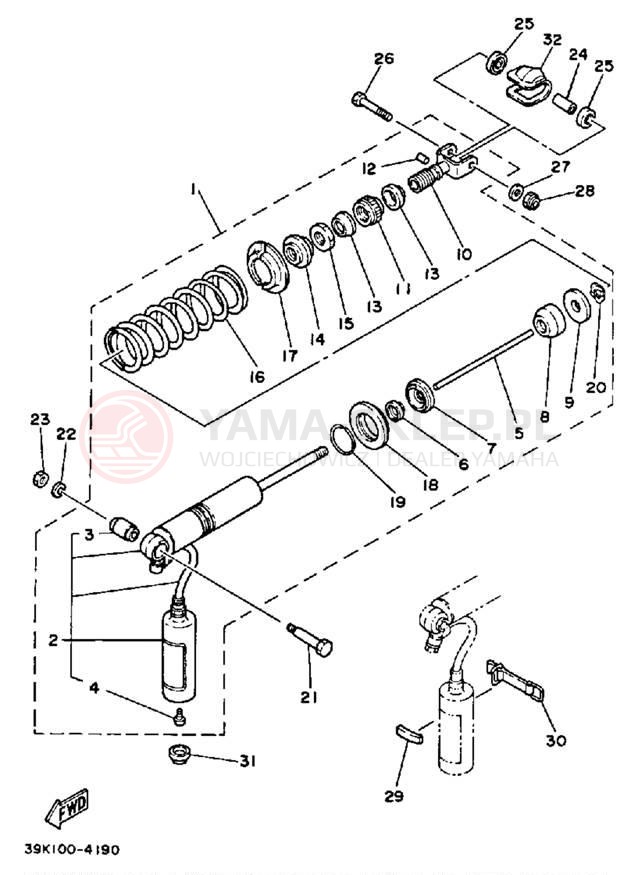 Schemat "zawieszenie tył" do Yamaha YZ80N