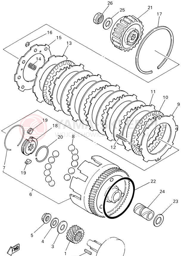Schemat "sprzęgło" do Yamaha PW80 PW80P