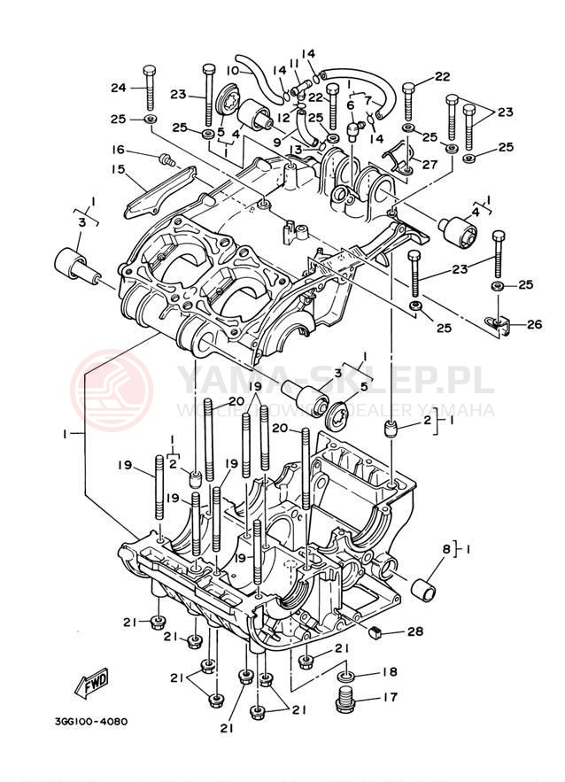 Schemat "Obudowa silnika" do Yamaha BANSHEE YFZ350M