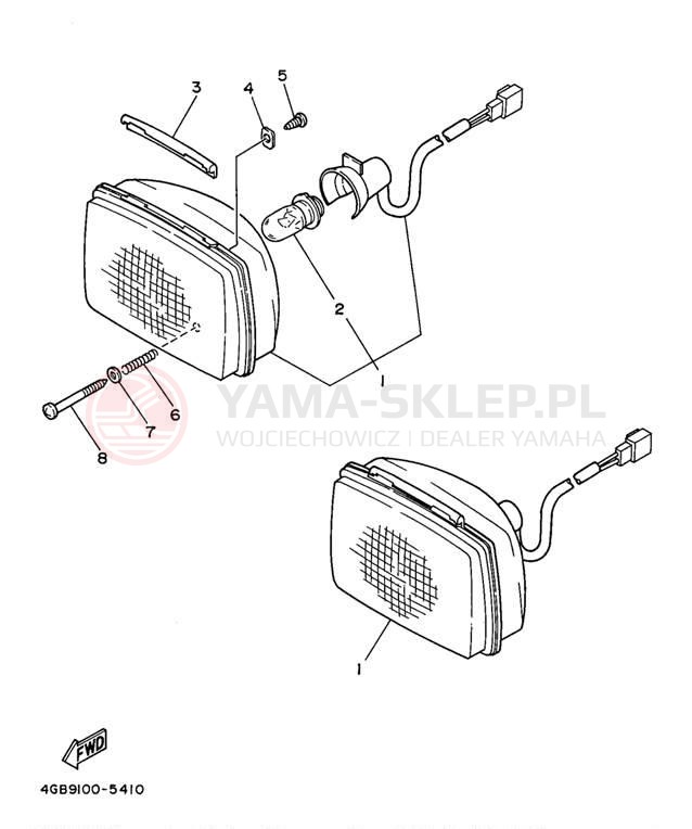 Schemat "Lampa przód" do Yamaha BIG BEAR 2WD YFM350UK