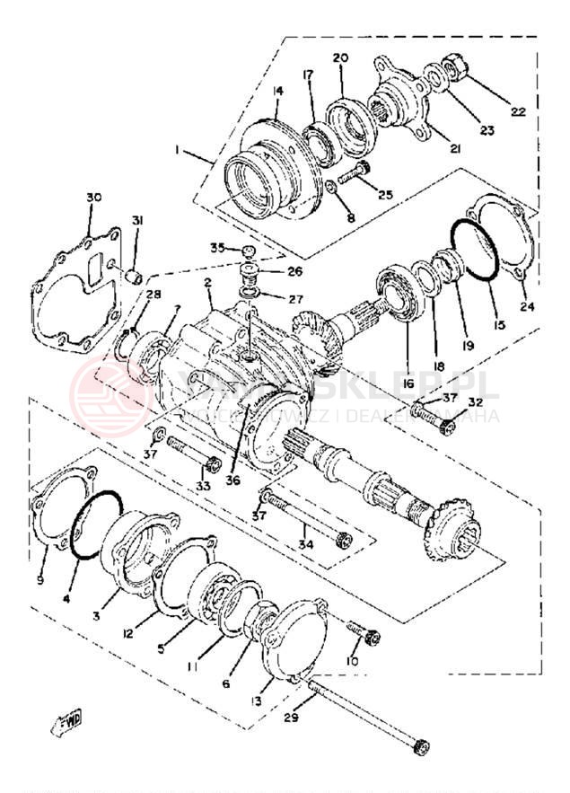 Schemat "Przeniesienie napędu" do Yamaha XS850LG