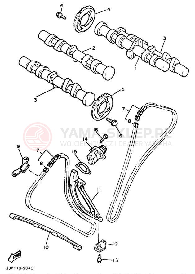 Schemat "Rozrząd - łańcuszek" do Yamaha V-MAX 1200 VMX12B/VMX12BC
