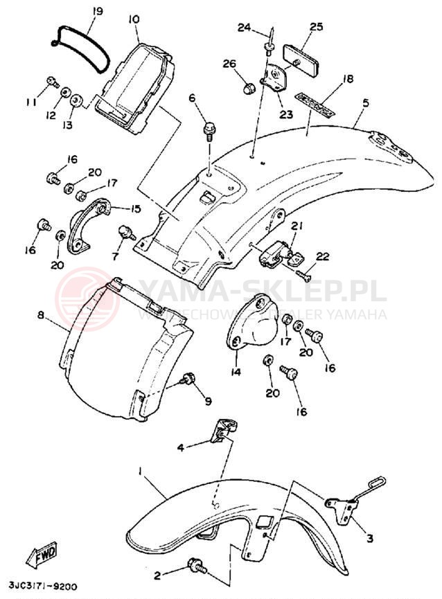 Schemat "błotnik" do Yamaha VIRAGO 535 XV535A/XV535AC