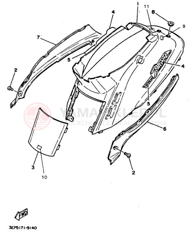 Schemat "Pokrywa boczna" do Yamaha RAZZ SH50E