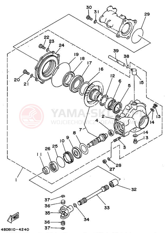Schemat "Wał napędowy" do Yamaha TIMBERWOLF 2WD YFB250F