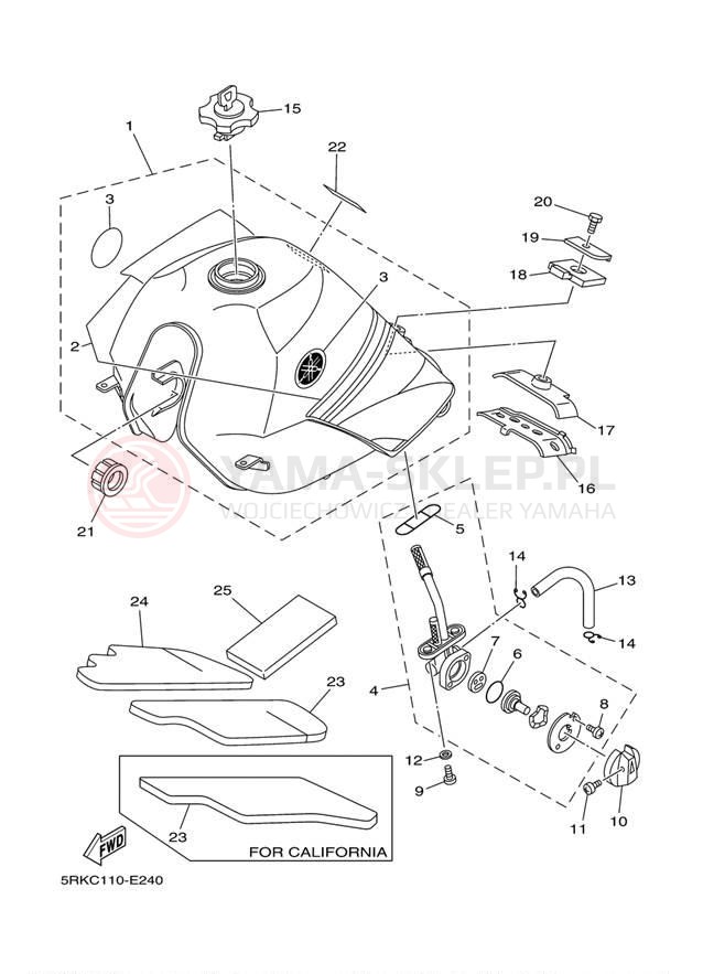 Schemat "zbiornik paliwa" do Yamaha XT225 CA XT225WC/XT225W
