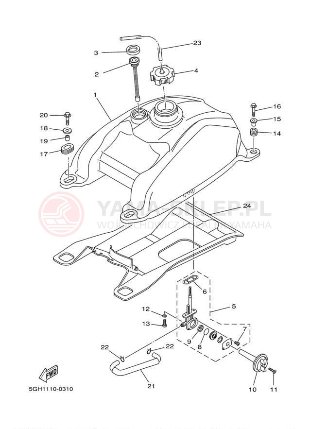 Schemat "zbiornik paliwa" do Yamaha KODIAK 2WD YFM400AN