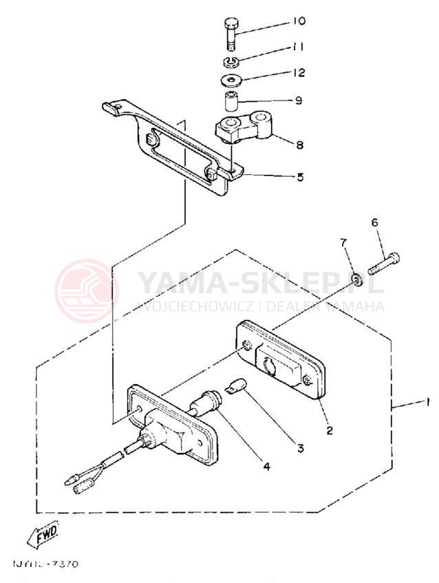 Schemat "lampa tył" do Yamaha YFM350XD