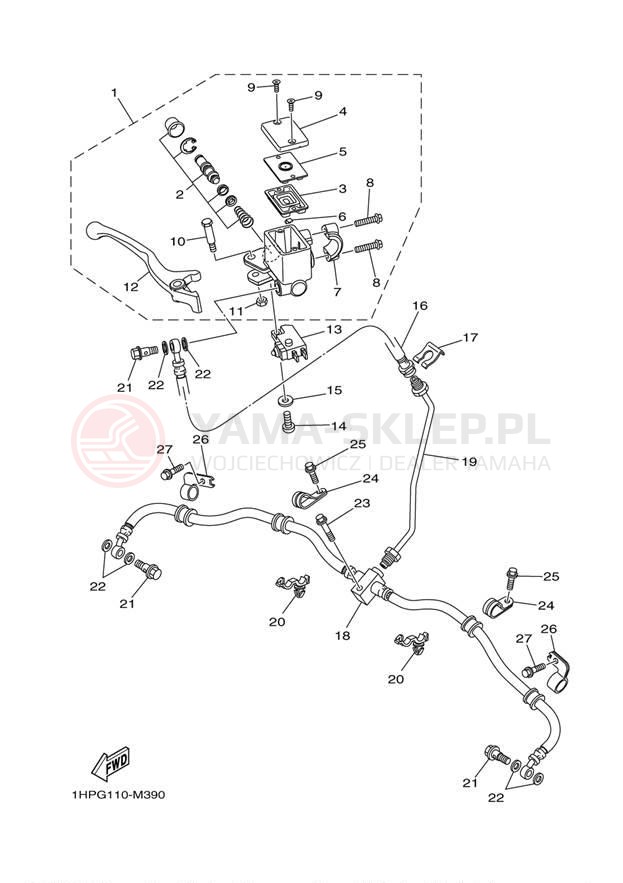 Schemat "Pompa hamulcowa przednia" do Yamaha GRIZZLY 700 EPS 4WD YFM7FGPDL