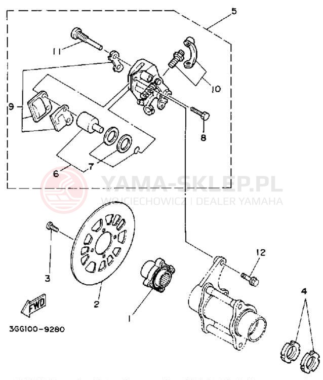 Schemat "Zacisk hamulcowy tylny" do Yamaha YFZ350D