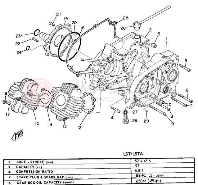 Schemat "Obudowa silnika" do Yamaha L5TA