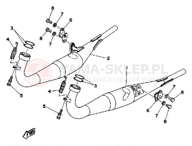 Schemat "Wydech końcowy" do Yamaha TZ350E/TZ250E