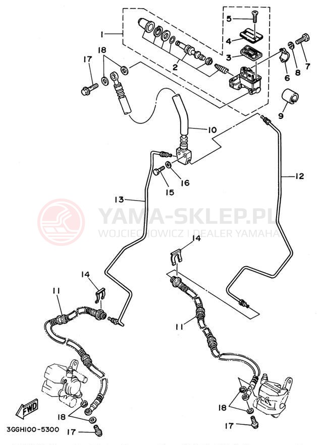 Schemat "Pompa hamulcowa przednia" do Yamaha BANSHEE YFZ350H_MN