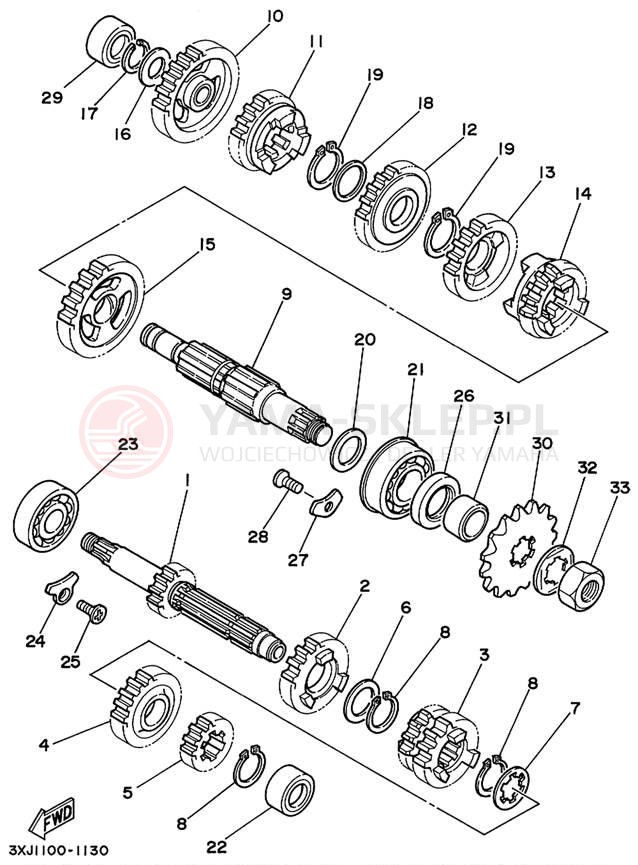 Schemat "Skrzynia biegów " do Yamaha YZ125 YZ125L1