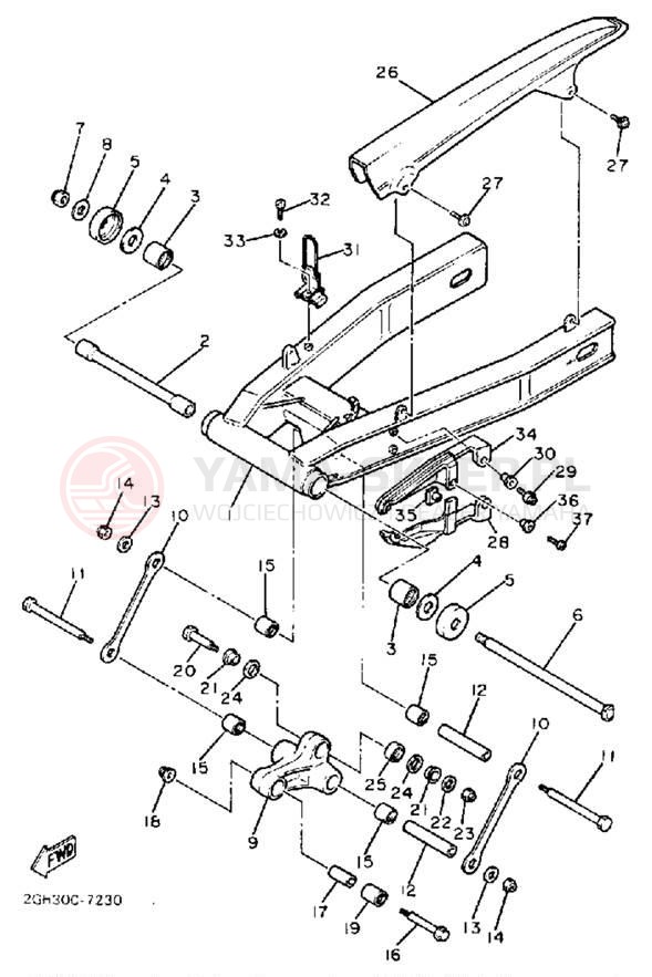 Schemat "wahacz" do Yamaha FZR1000U/FZR1000UC