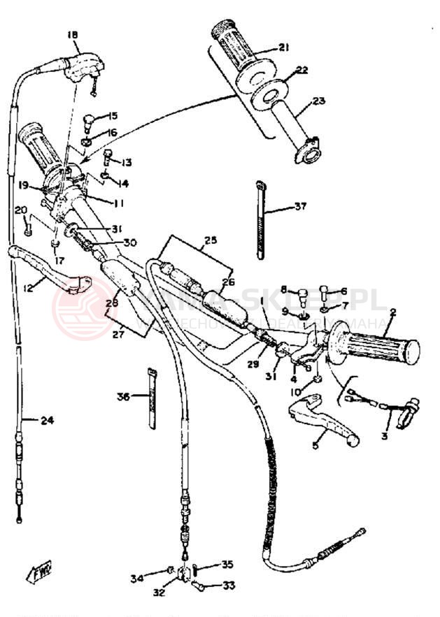Schemat "Kierownica i osprzęt" do Yamaha YZ250F