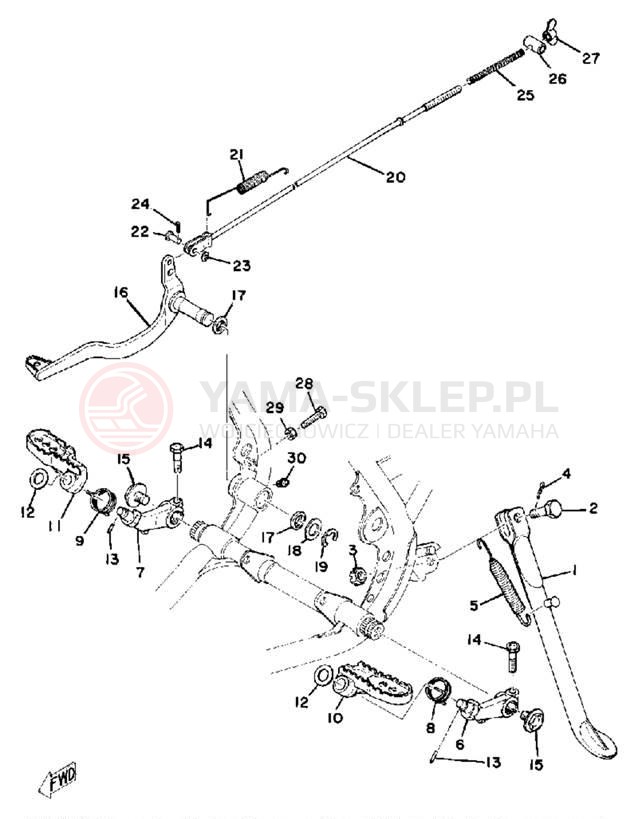 Schemat "Stopka postoj., dźw. Hamulca tył" do Yamaha IT400C