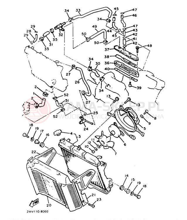 Schemat "Układ chlodzenia" do Yamaha VENTURE ROYAL XVZ13DUC/XVZ13DU