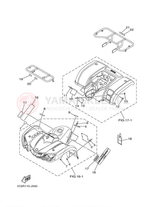 Schemat "naklejki" do Yamaha GRIZZLY 125 YFM125GZGR