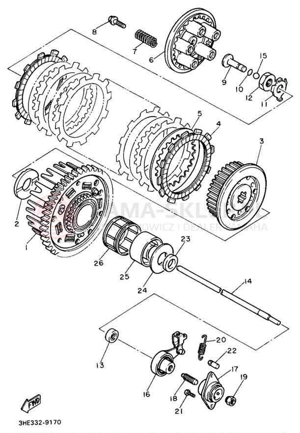 Schemat "sprzęgło" do Yamaha FZR600W