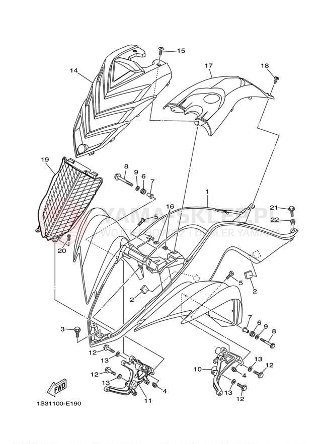 Schemat "Przedni błotnik" do Yamaha RAPTOR 700 YFM70RW