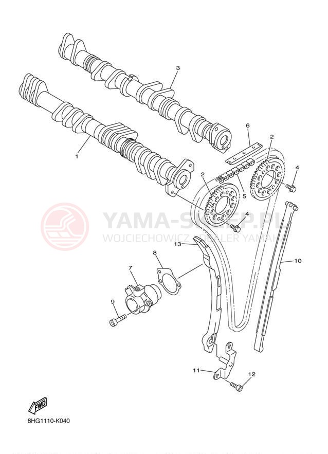 Schemat "Rozrząd - łańcuszek" do Yamaha APEX XTX RX10PXTER/RX10PXTEL