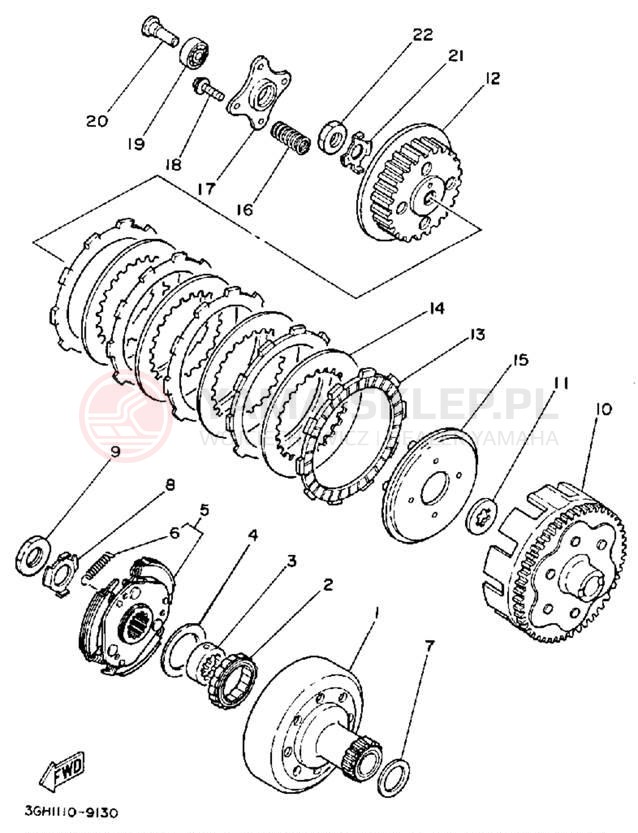 Schemat "sprzęgło" do Yamaha MOTO-4 YFM250W