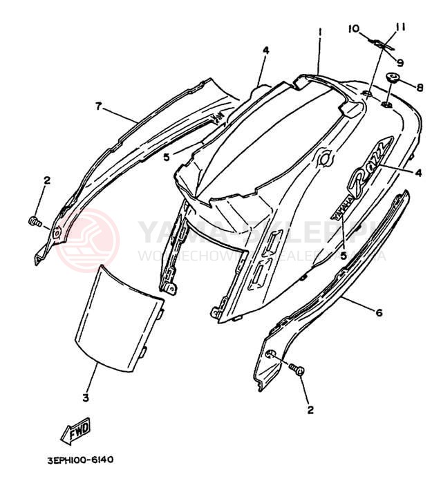 Schemat "Pokrywa boczna" do Yamaha RAZZ SH50M