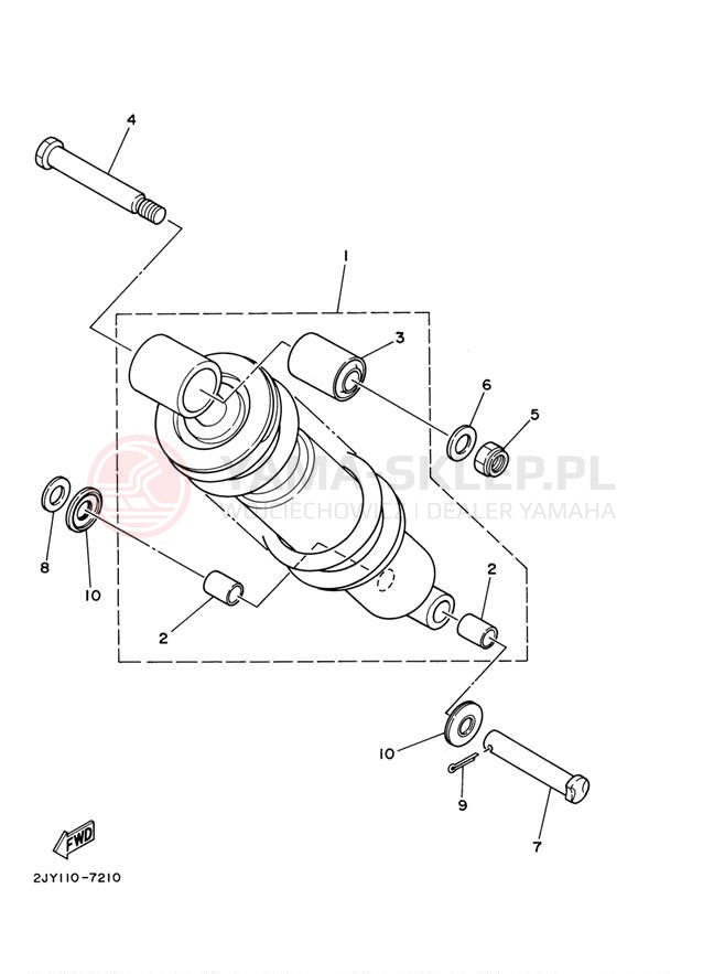 Schemat "zawieszenie tył" do Yamaha TW200 TW200R/TW200RC