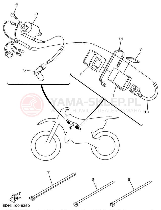 Schemat "układ elektryczny" do Yamaha YZ125 YZ125L1