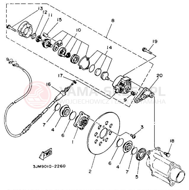 Schemat "Zacisk hamulcowy tylny" do Yamaha BLASTER YFS200E_MN