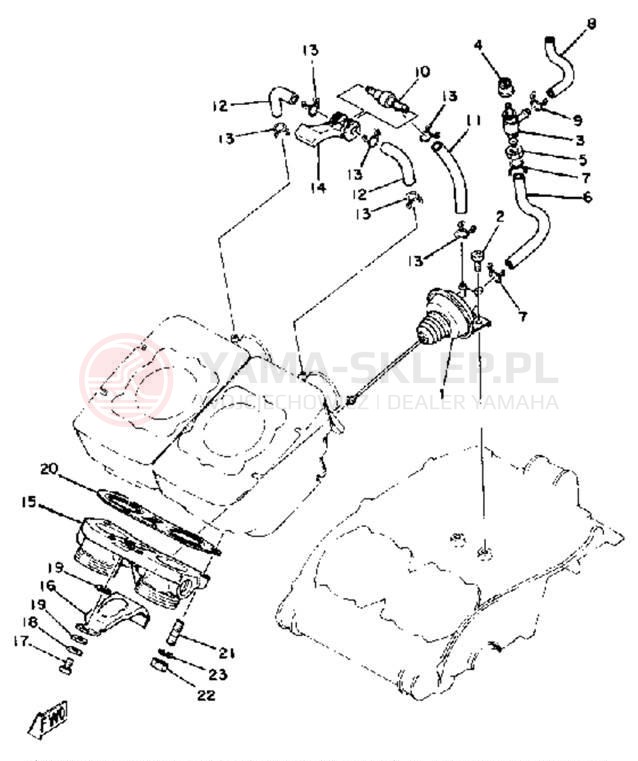 Schemat "Zawór wydechowy" do Yamaha RD400F