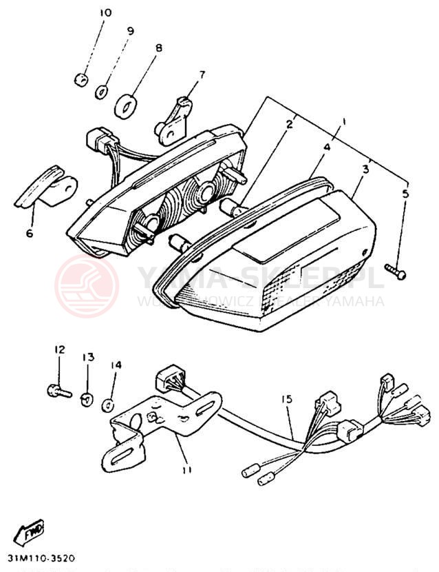 Schemat "Oświetlenie tył" do Yamaha XVZ12L/XVZ12KC2