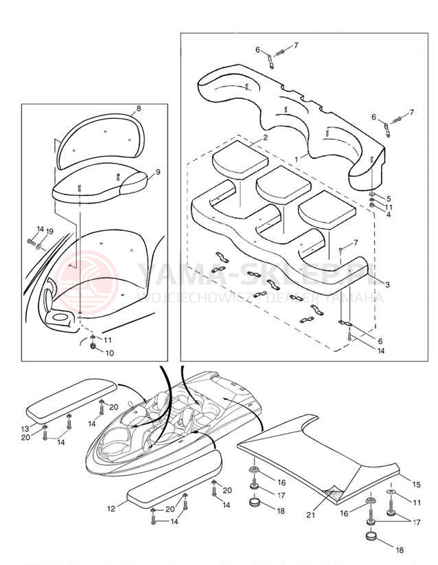 Schemat "Schowek pod siedzeniem," do Yamaha LS2000 LST1200Z