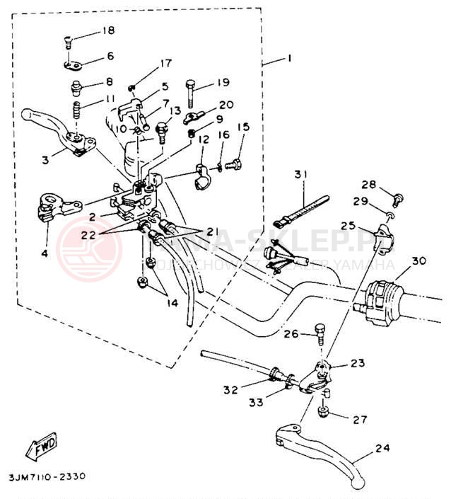Schemat "Kierownica i osprzęt" do Yamaha BLASTER YFS200E_MN