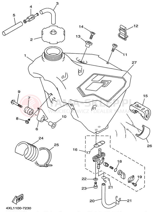 Schemat "zbiornik paliwa" do Yamaha YZ125 YZ125J1