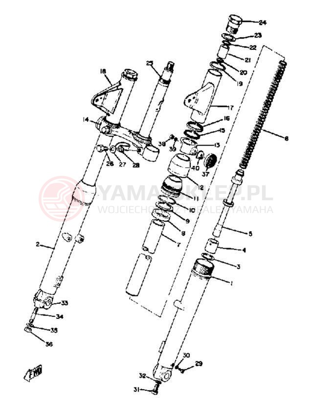 Schemat "Amortyzatory przód" do Yamaha DS7