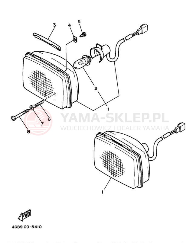 Schemat "Lampa przód" do Yamaha TIMBERWOLF 4WD YFB250FWJ