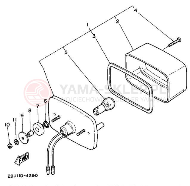Schemat "lampa tył" do Yamaha MOTO-4 YFM250W